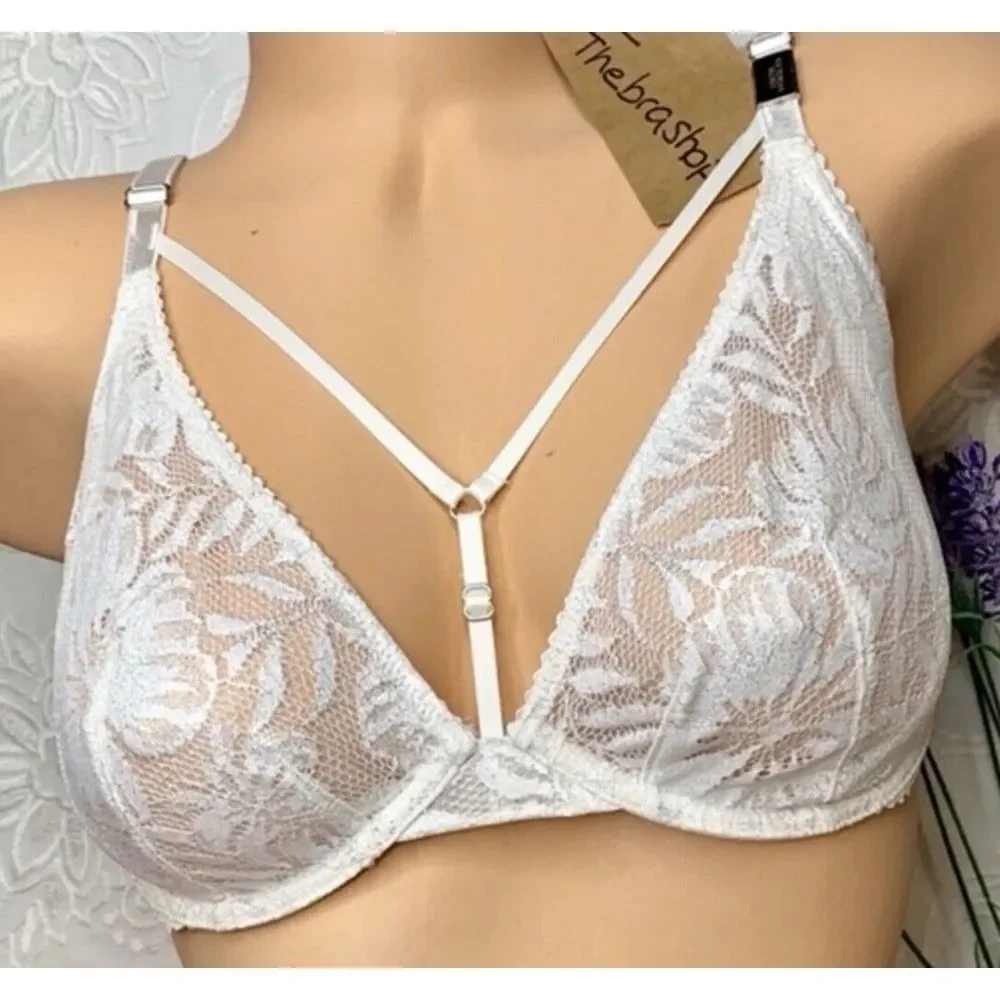 Victorias Secret Very Sexy‎ Ivory Metallic Unlined Plunge Bra Size 32DDD